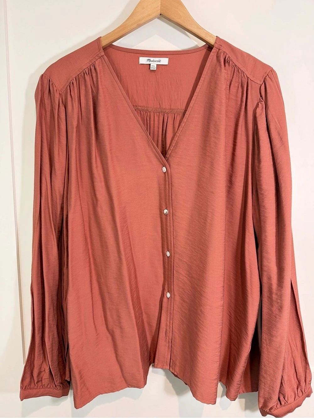 Madewell Gathered Long Sleeve Blouse XXL